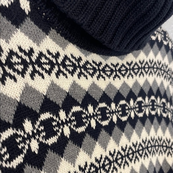Marsh Landing Fair Isle Knit Sweater – Black & White Turtleneck Pullover Size L - Picture 4 of 12